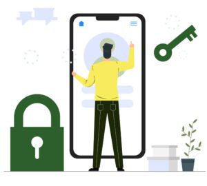 Security system concept,Login to the system using an ID and password,Data security,Blue tone background vector illustration