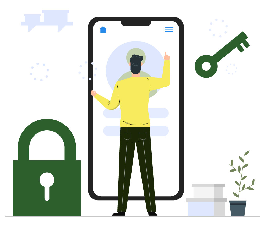 Security system concept,Login to the system using an ID and password,Data security,Blue tone background vector illustration