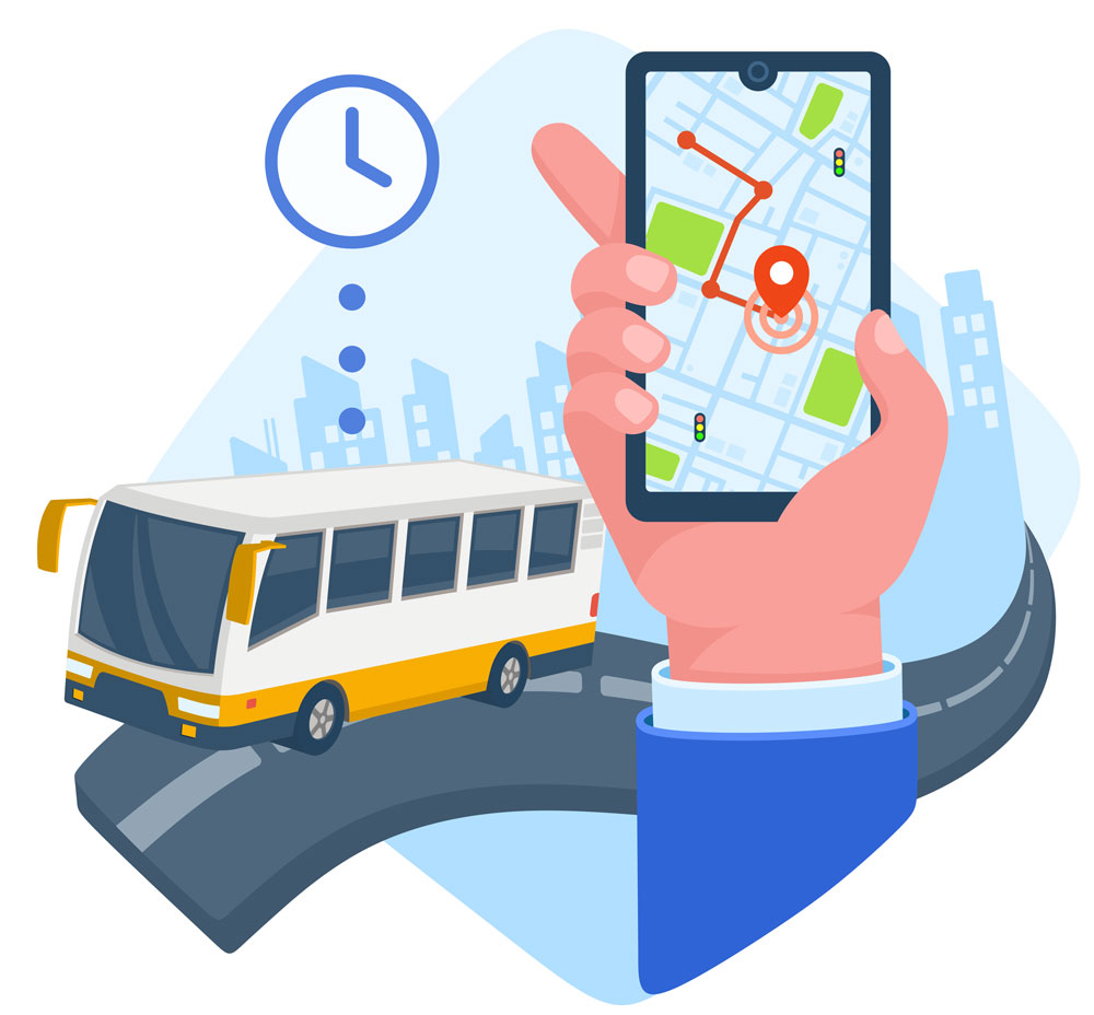 Online city map bus route service monitoring track mobile application