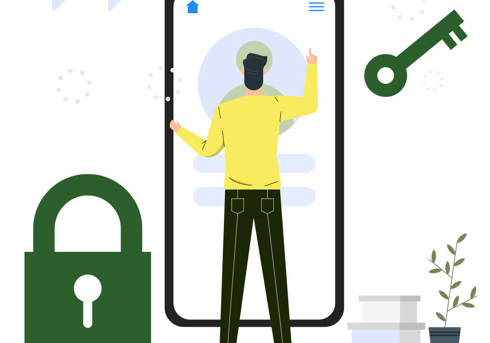 Security system concept,Login to the system using an ID and password,Data security,Blue tone background vector illustration